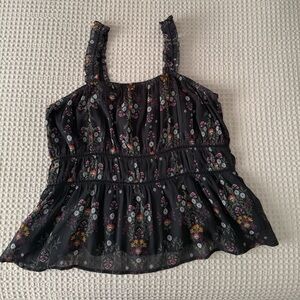 Old Navy Black Smocked Ruffled Tank Top
